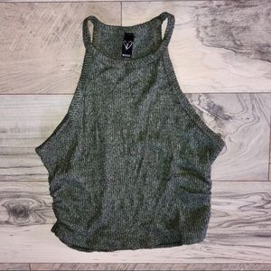 Halter green crop top